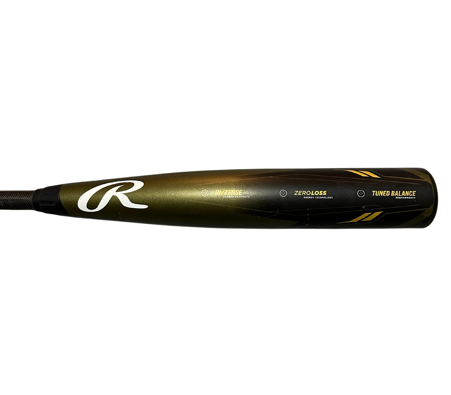 Used 2023 Rawlings Icon BBCOR Bat - 32”/29oz RBB313 Black/Gold Barrel View Front