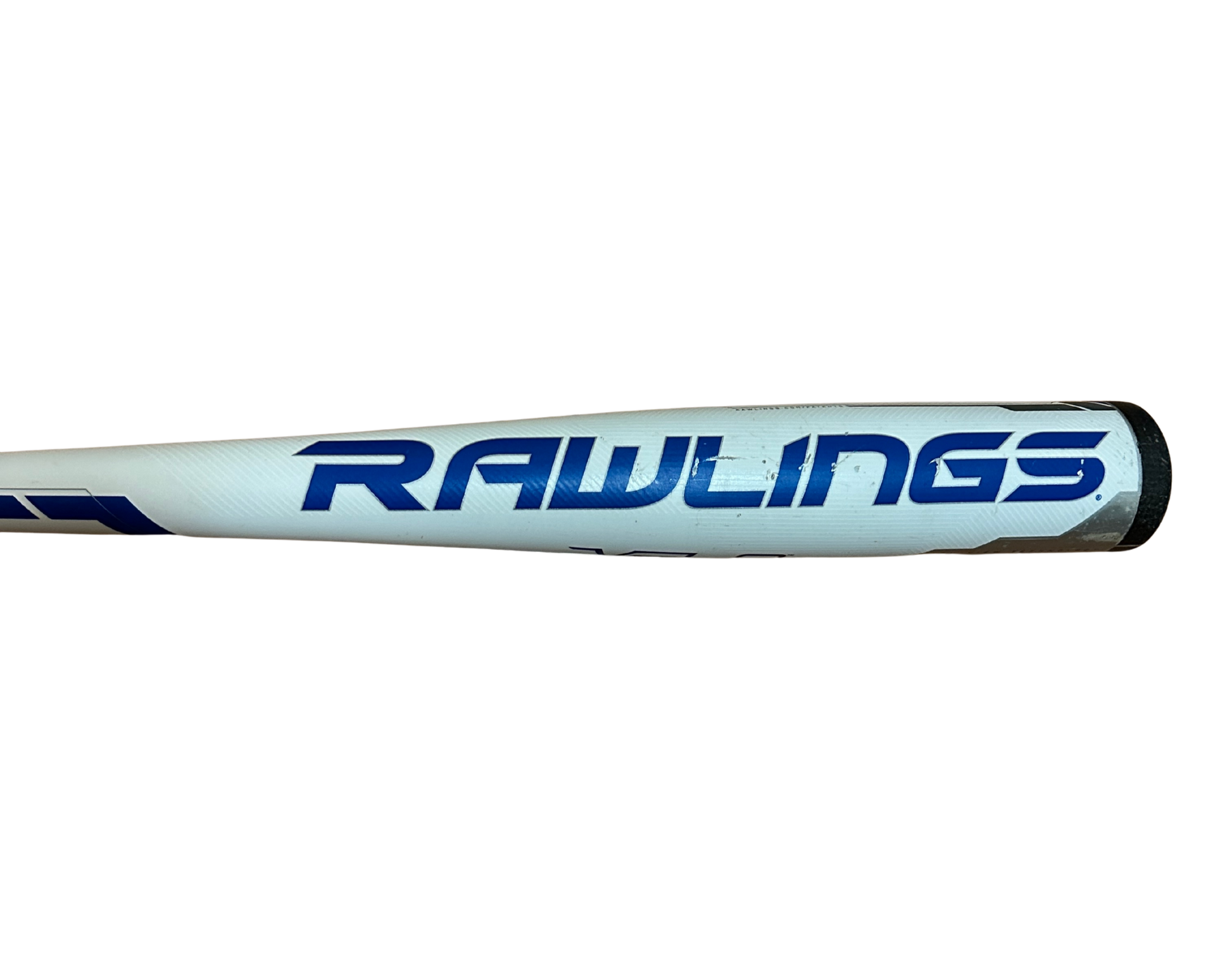 Used 2018 Rawlings Velo BBCOR Bat - 33”/30oz BB8V3 (Good Condition, White/Blue) Barrel View Front