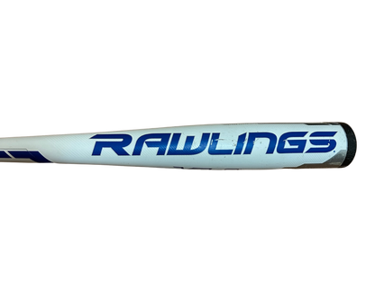 Used 2018 Rawlings Velo BBCOR Bat - 33”/30oz BB8V3 (Good Condition, White/Blue) Barrel View Front