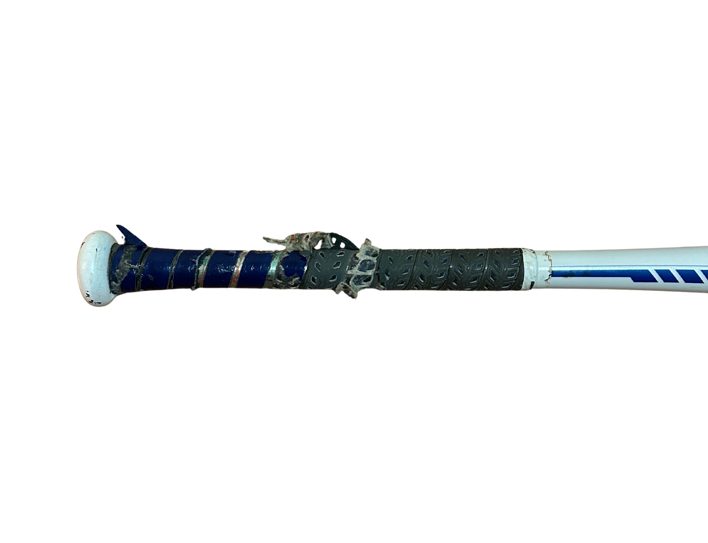 Used 2018 Rawlings Velo BBCOR Bat - 33”/30oz BB8V3 (Good Condition, White/Blue) Handle View Front