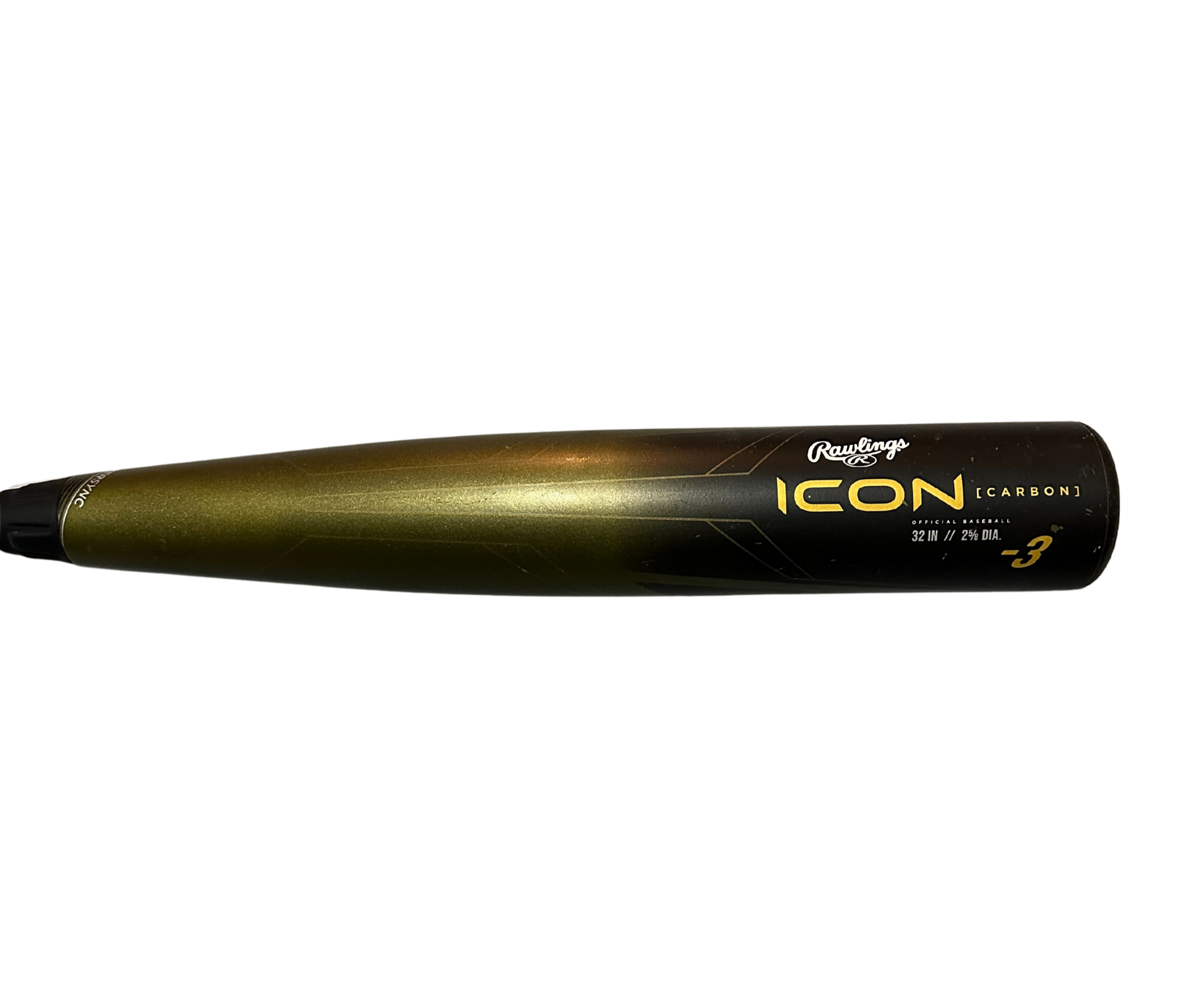 Used 2023 Rawlings Icon BBCOR Bat - 32”/29oz RBB313 Black/Gold Barrel View Back