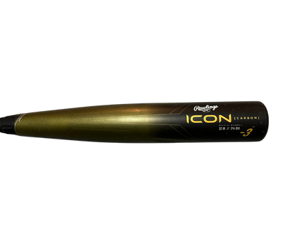 Used 2023 Rawlings Icon BBCOR Bat - 32”/29oz RBB313 Black/Gold Barrel View Back